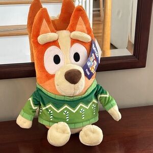 Bluey plush Bingo in holiday sweater